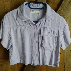 Zara lilac crop button down shirt girls 11/12